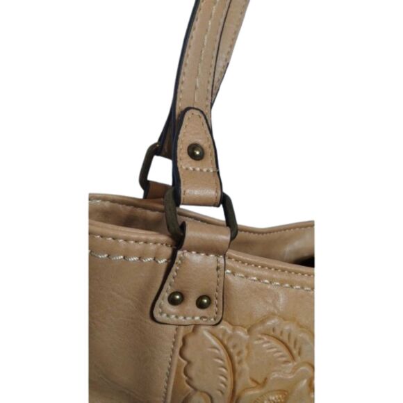 Krona 100% vinyl, 100% polyester lining, tooled purse bag satchel - Picture 6 of 11